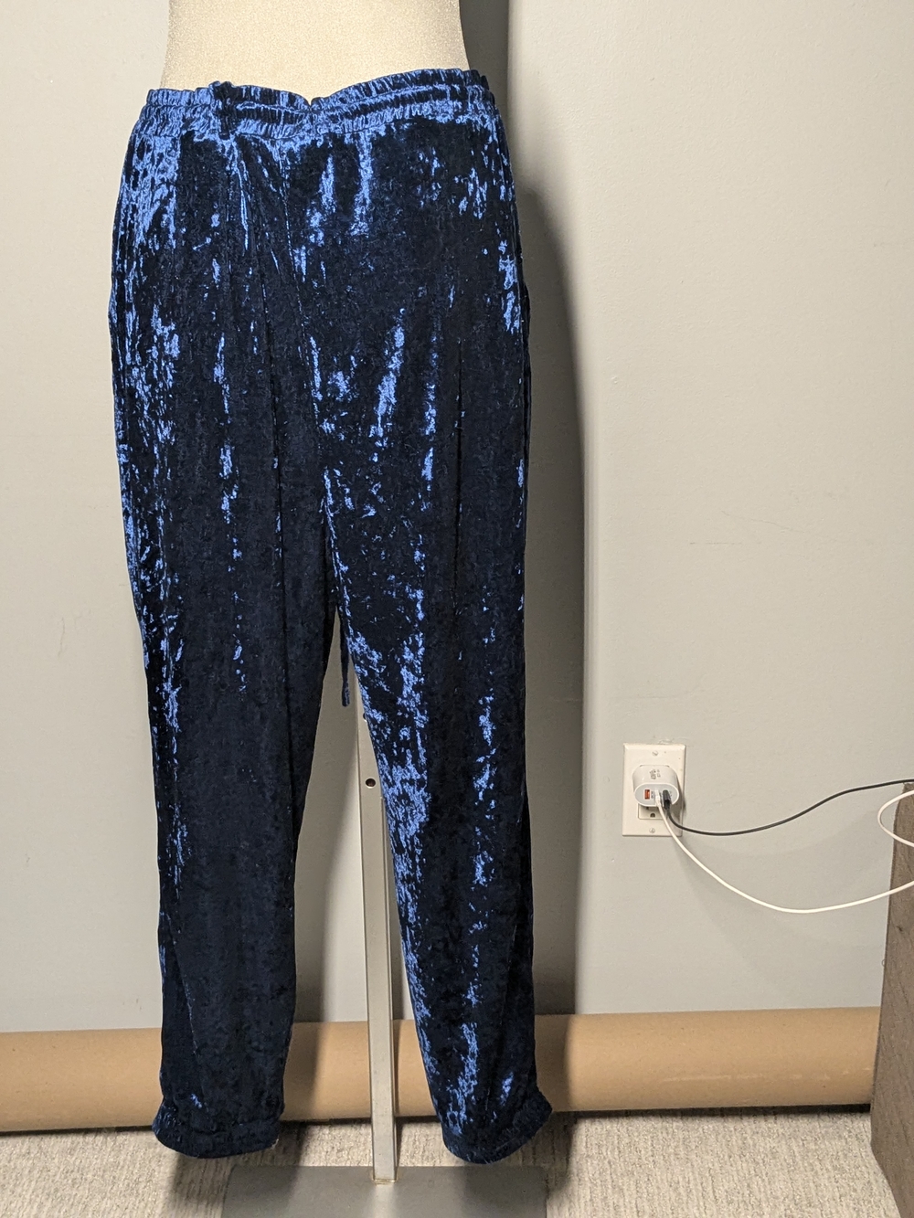 C by One Shimmery Navy Crushed Velvet Pull-On Pants - Picture 14 of 16